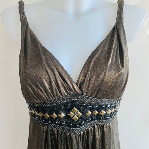 Studio Y Bronze Metallic Mini Dress Size Large - Picture 7 of 13